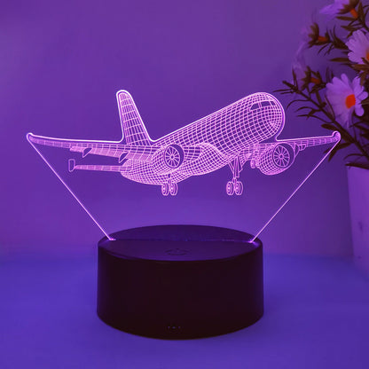 SkyGlow - 3D Flygplansakrylnattlampa med USB, LED Bordslampa