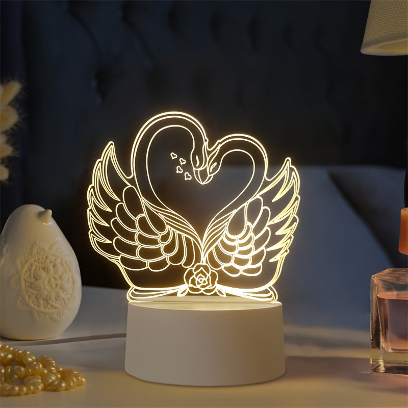 ZwaanLicht - USB-driven 3D LED Bordslampa med Akrylram