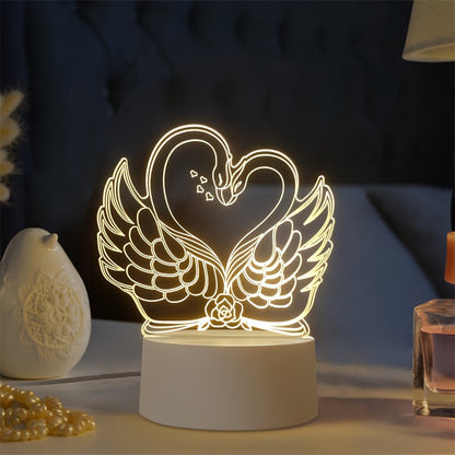 ZwaanLicht - USB-driven 3D LED Bordslampa med Akrylram