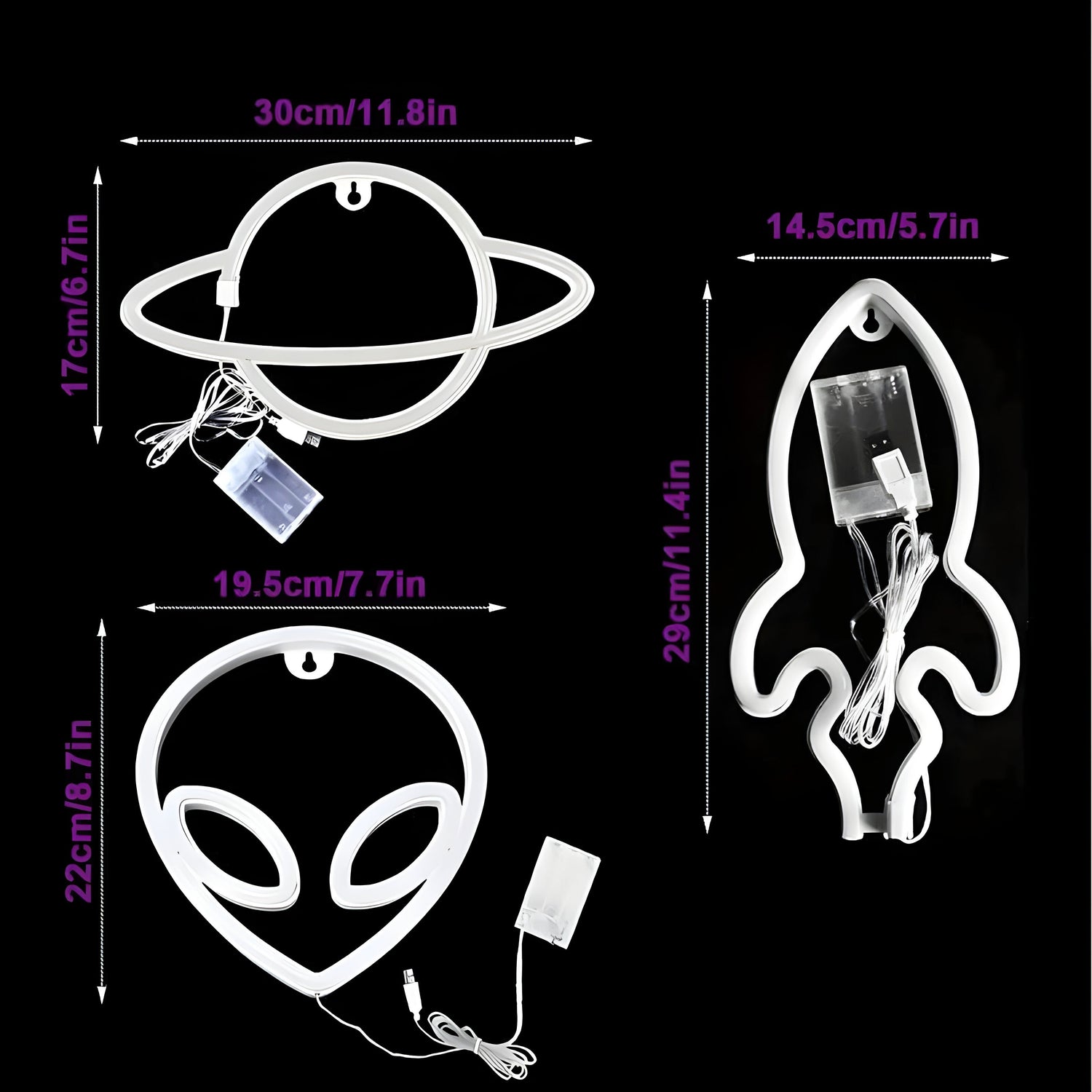 SpaceGlow Ljus - Dekorativ Neon Party LED Vägglampa