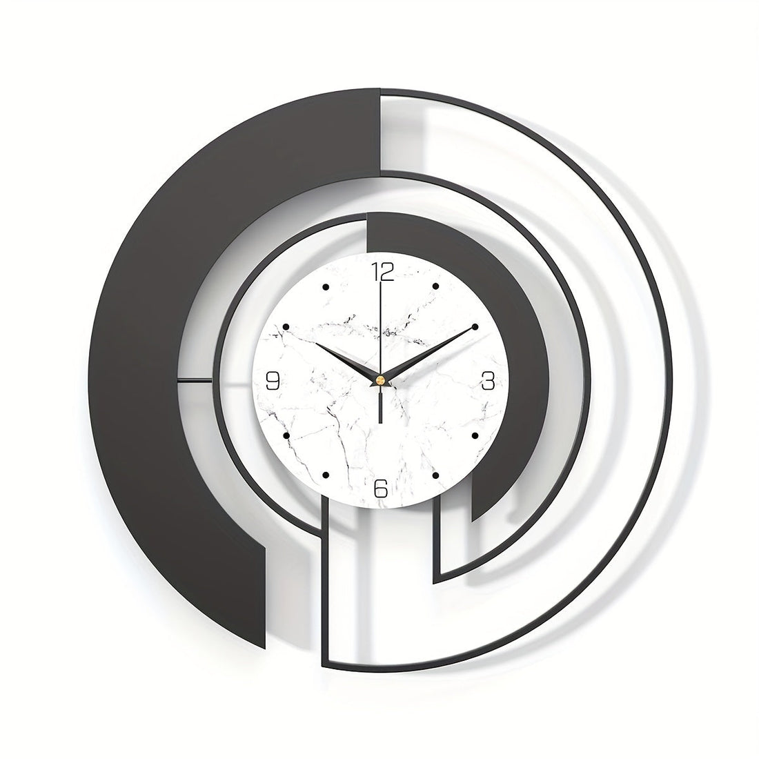 GeoClock - Tyst Geometrisk Väggklocka i Svart Metall