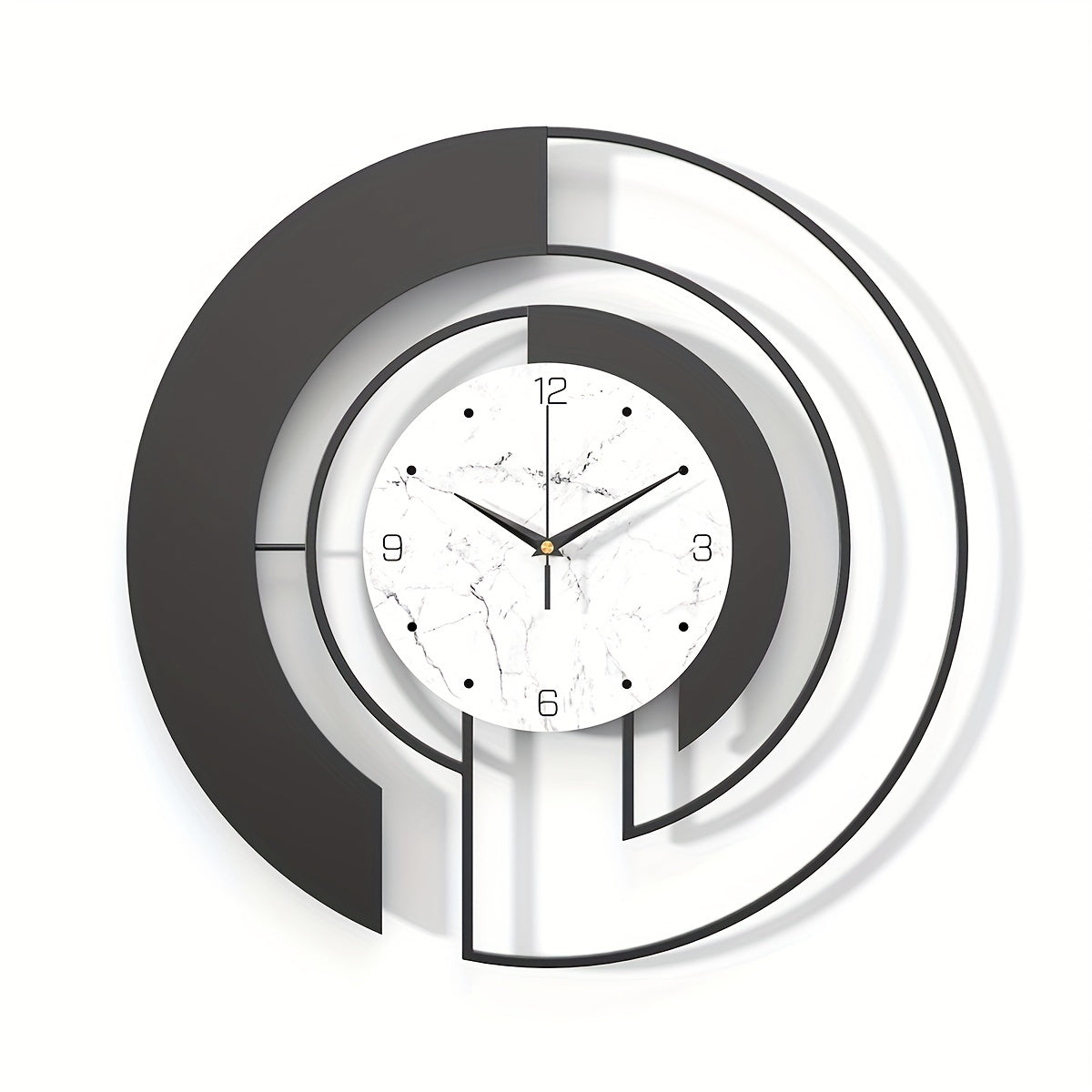 GeoClock - Tyst Geometrisk Väggklocka i Svart Metall