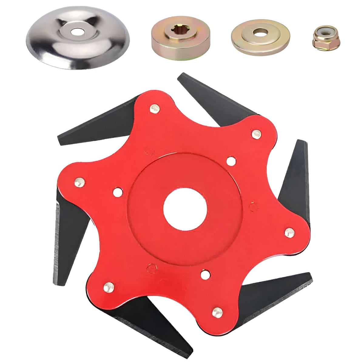 Grästrimmerhuvud med 6 blad – Robust stål för effektiv klippning