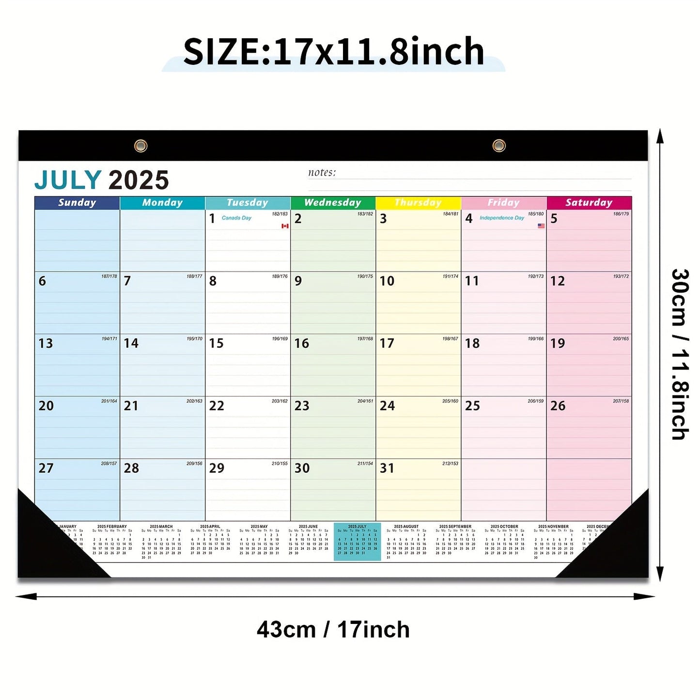 Väggkalender med stor skrivbar månadsöversikt