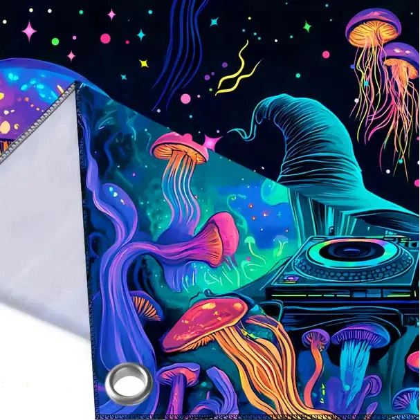 Halloween Fluorescerande väggbonad – Mystisk väggdekoration med ljuseffekt