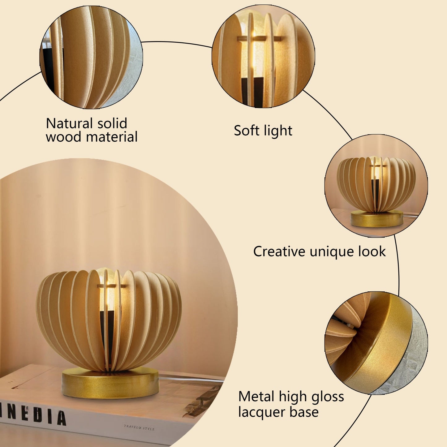 LightPumpkin - Modern pumpaformad bordslampa med USB-anslutning