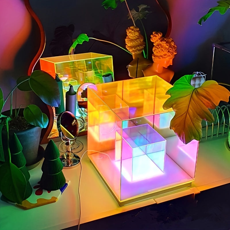 LumiSky - Drömmande Stjärnhimmel Bordslampa med Justerbart Ljus och Geometrisk Design