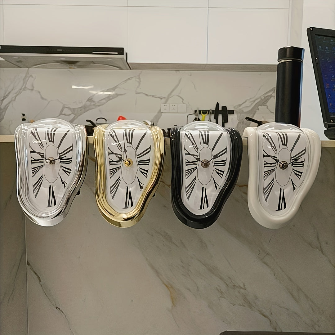 Surrealistisk Böjd Romersk Vägghängd Klocka - Stilig Smältande Klocka för Heminredning