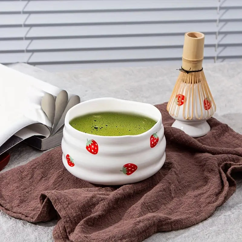 Matcha Set med jordgubbsskål – Traditionellt tillbehör för Matcha Latte