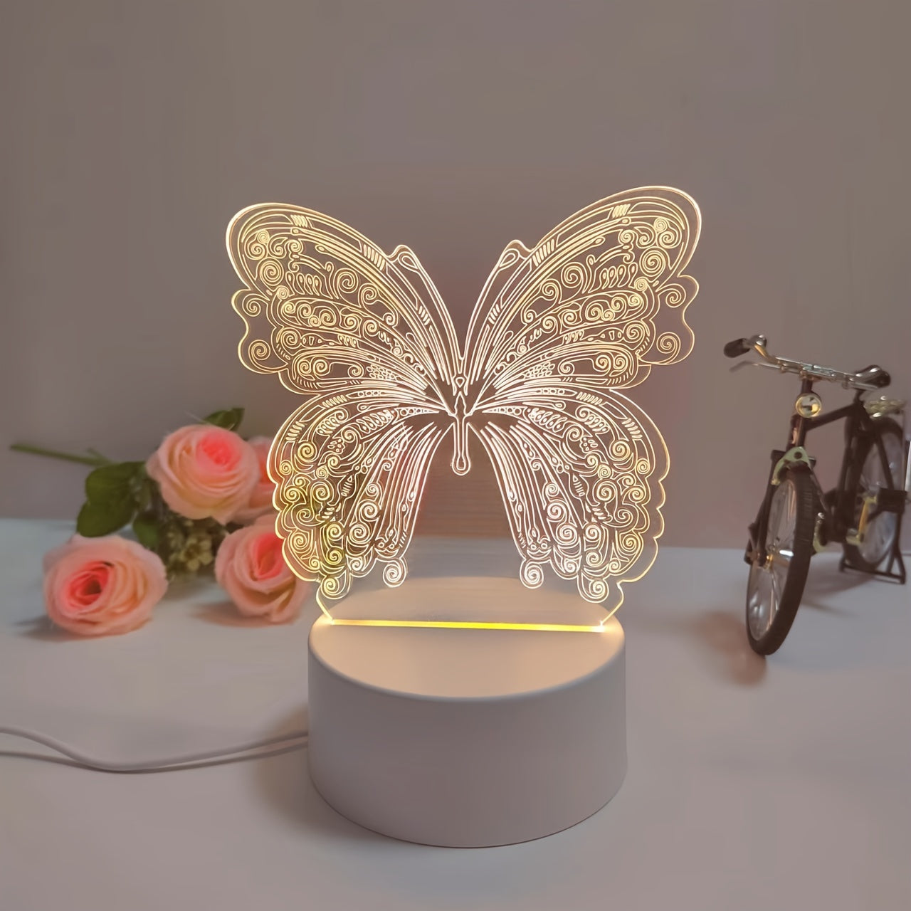 ButterflyGlow - 3D LED Nattlampa med Geometrisk Design