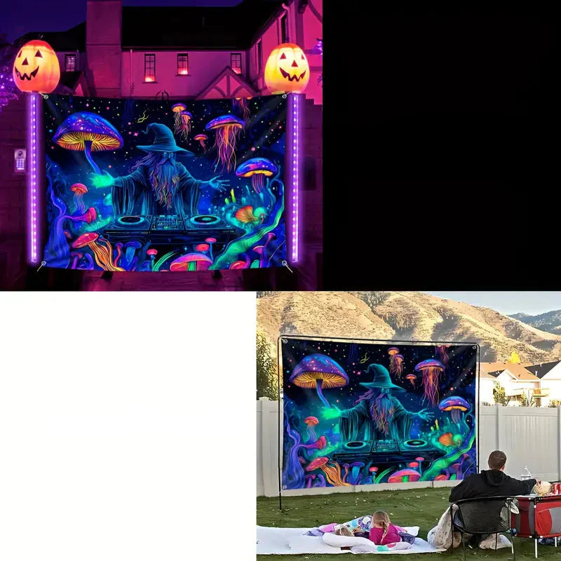 Halloween Fluorescerande väggbonad – Mystisk väggdekoration med ljuseffekt