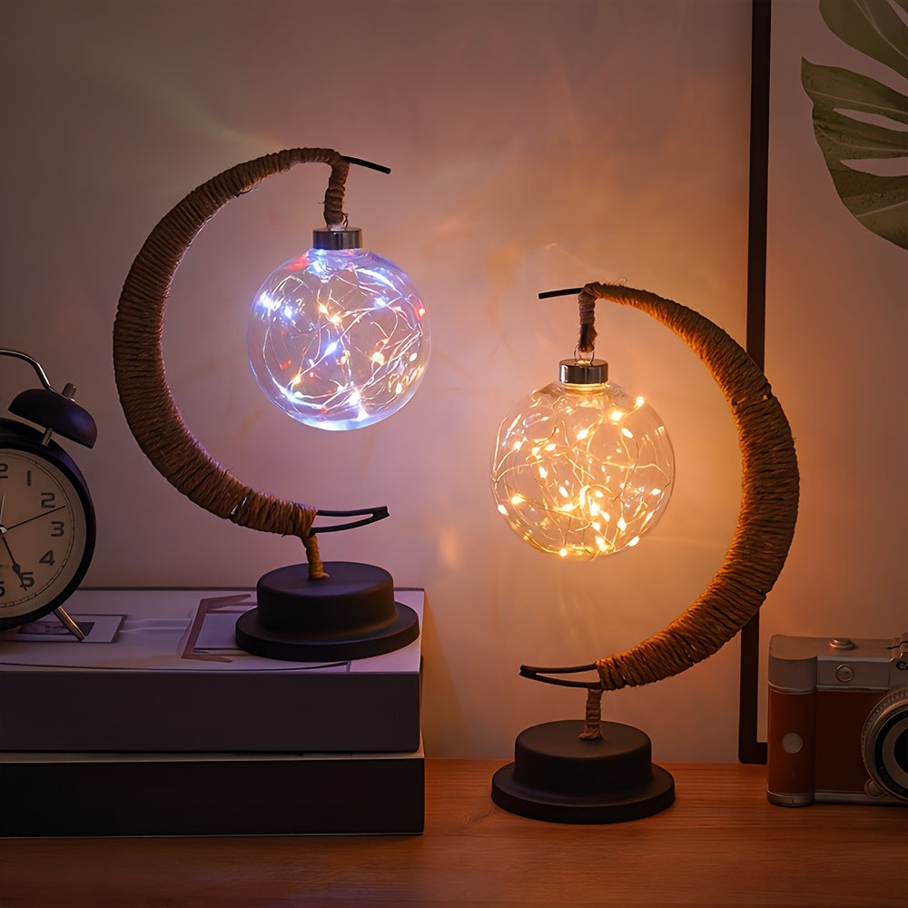 LunarGlow - Smidesjärn Månlampa Med LED-boll
