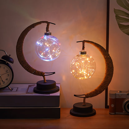 LunarGlow - Smidesjärn Månlampa Med LED-boll