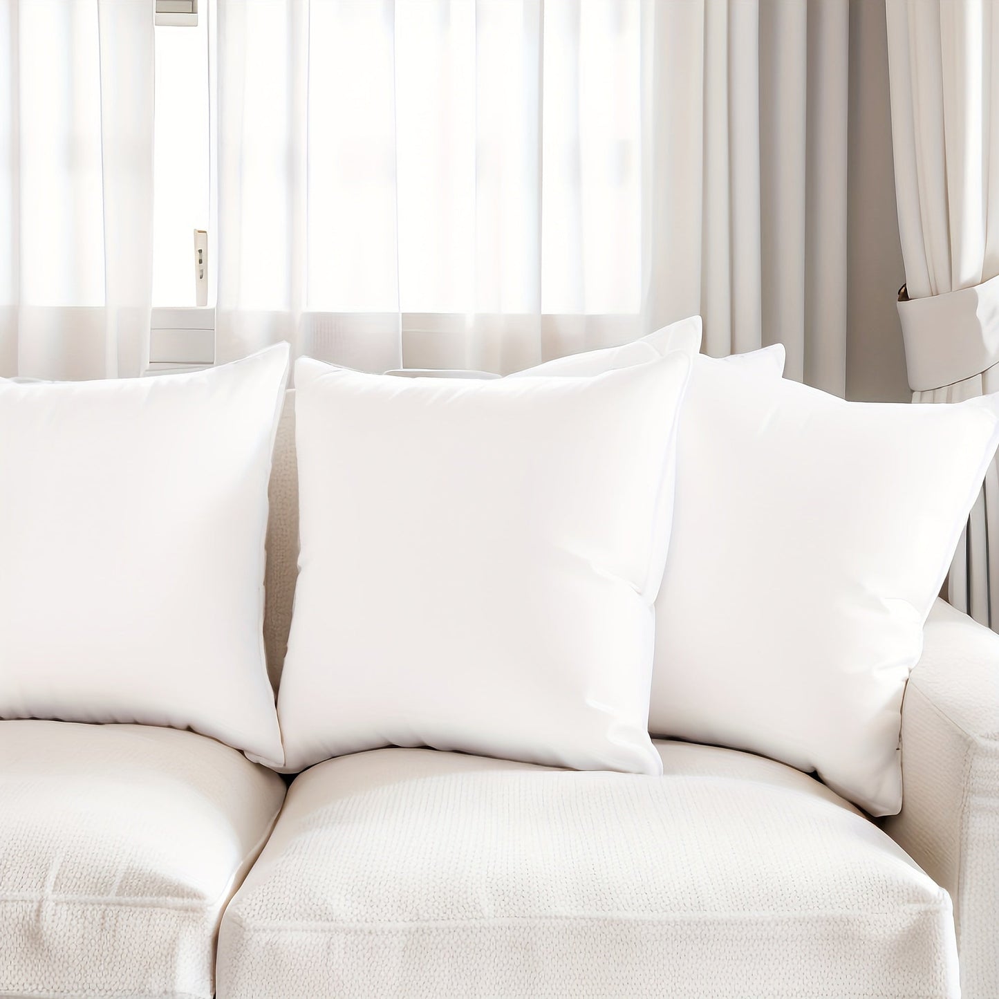 Hypoallergena Kuddinsatser - Fyrkantig Kuddfyllning för Vardagsrum, Sovrum, Kontor (4 stycken)