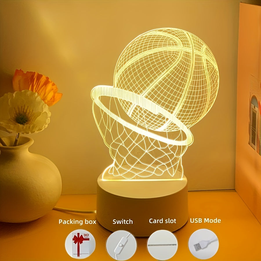 Illusie-Lampa - 3D Basketboll USB Bordslampa med LED Dekorationsbelysning