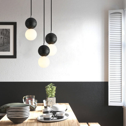 LumoSphere - Modern LED Hänglampa Svart Vit Glas
