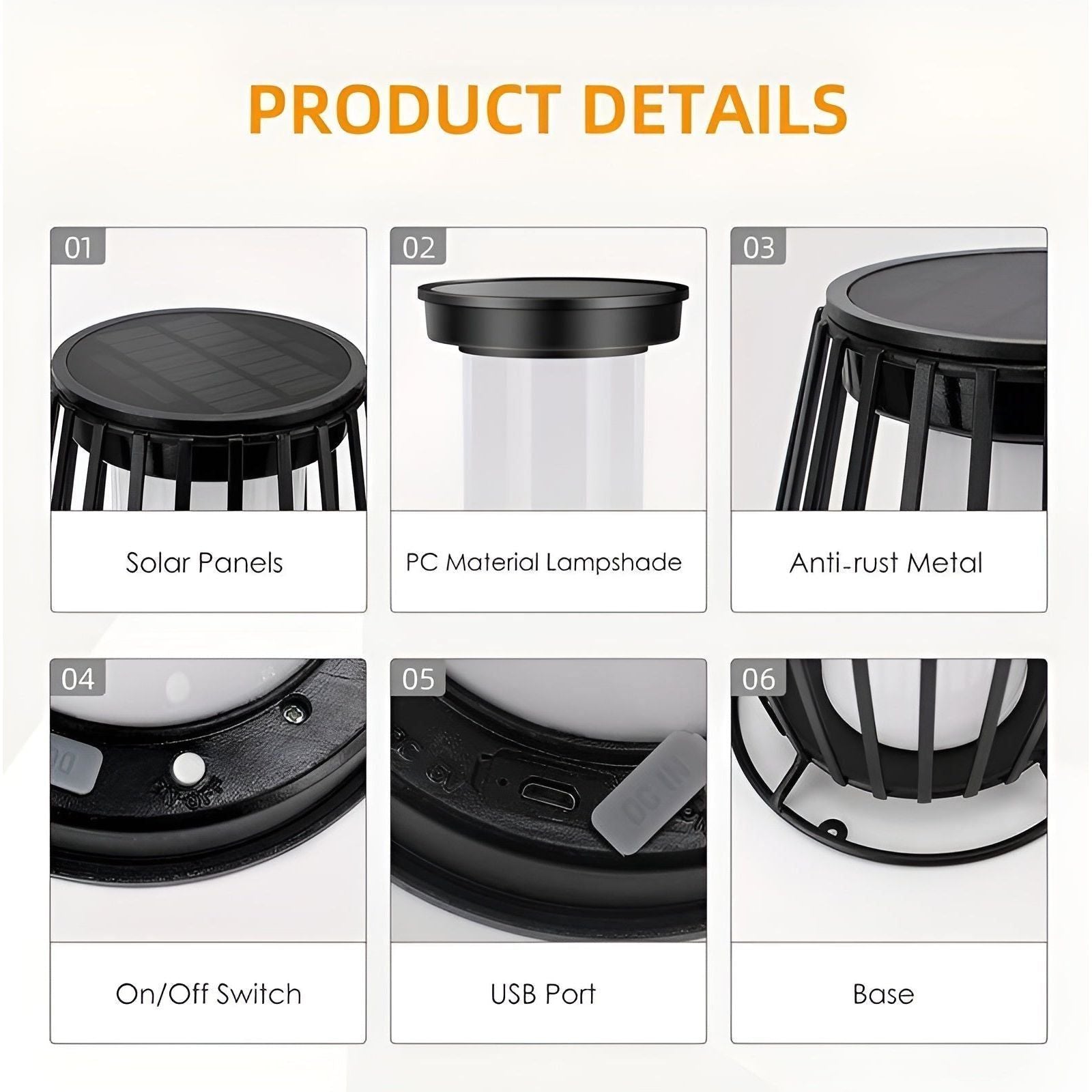 EmberGlow Light - Metall USB Uppladdningsbar Solflammslampa