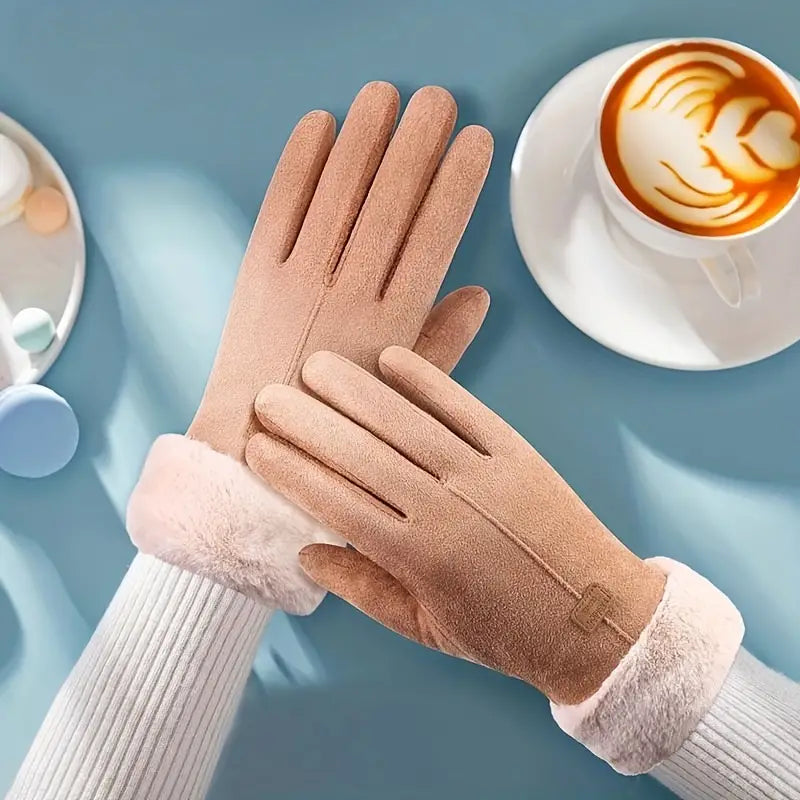 Carvallo - Samt handskar med förtjockning