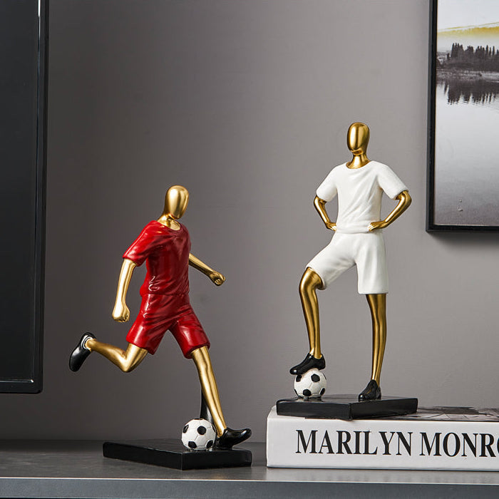 Abstract fotbollsspelare figur i unik heminredning och konstnärlighet