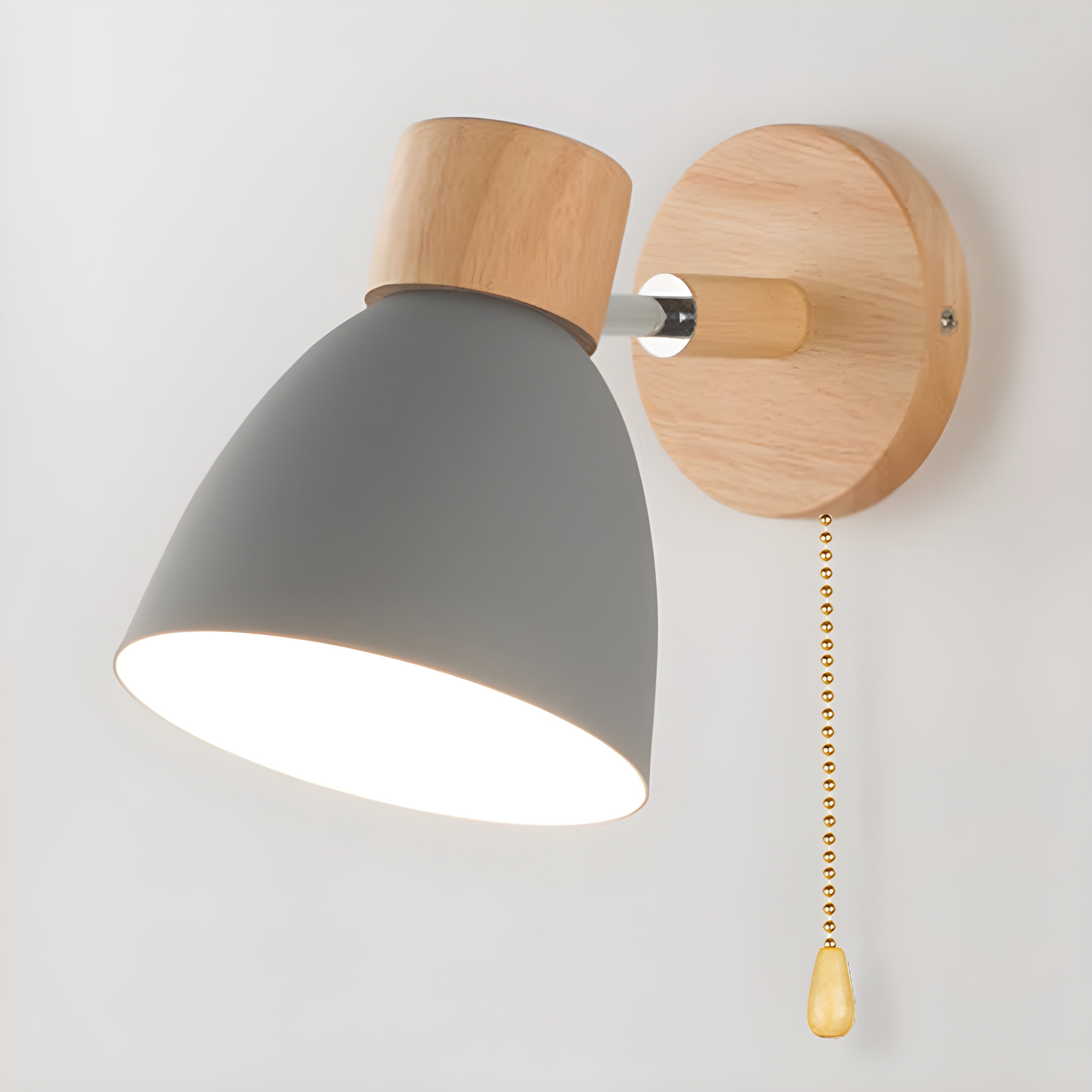 Trä Nordisk Vägglampa med Strömbrytare för Mysigt Sovrum