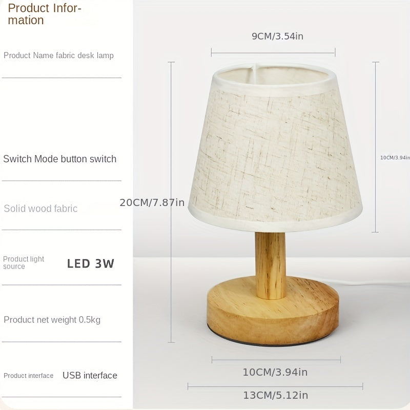 NordicLicht - Trä LED Nattlampa med Linnedekor