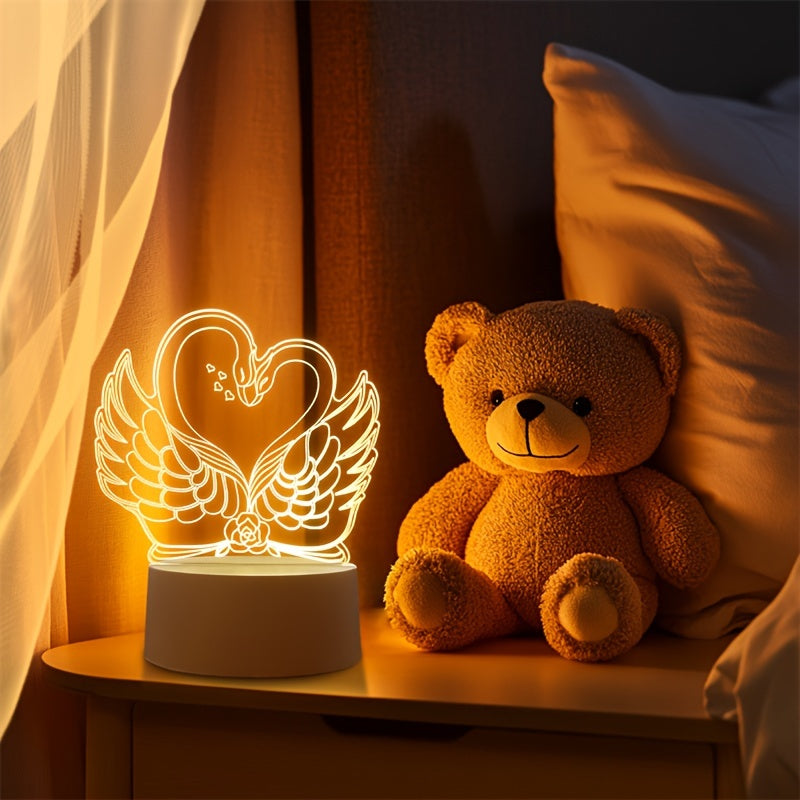 ZwaanLicht - USB-driven 3D LED Bordslampa med Akrylram