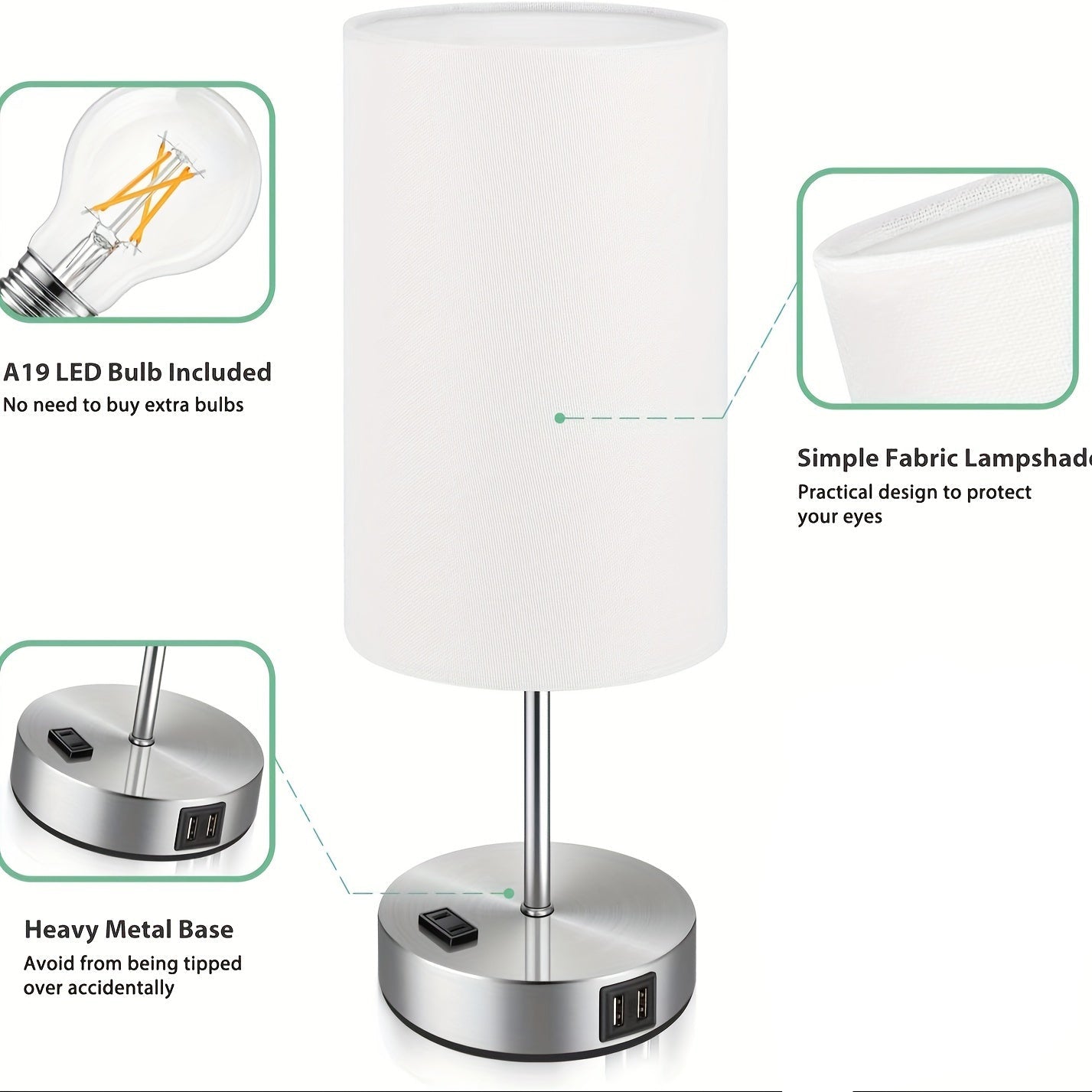 Lumora Sängbord Laddningslampa – Touch Control LED Nattduksbordslampa med USB-port