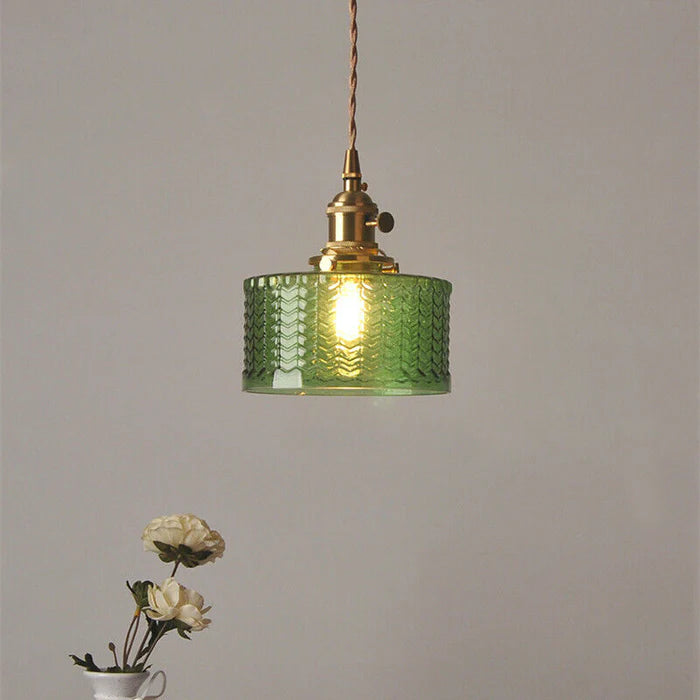 Cylinder Glass Pendant Light | Vintage Elegance | Justerbar Höjd 59" | Varm Glöd för Moderna Hem | Brick by Brick