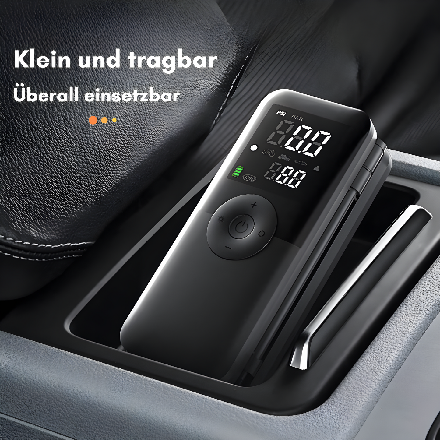 Carvallo Luftpump VeloCharge One | 150 PSI | Powerbank & LED-Lampa | 4000 mAh Batteri | USB-C | 16×4,4×6,7 cm