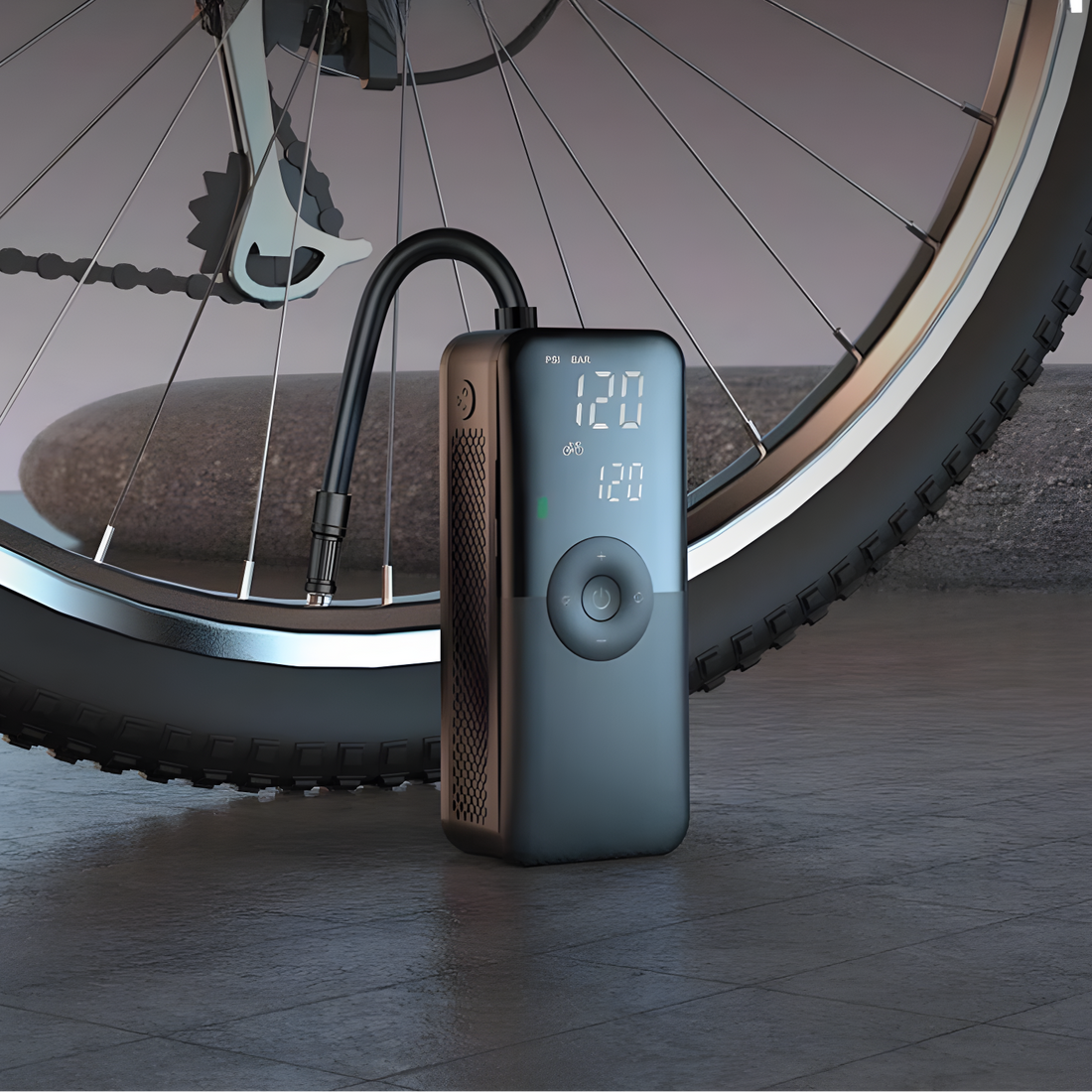 Carvallo Luftpump VeloCharge One | 150 PSI | Powerbank &amp; LED-Lampa | 4000 mAh Batteri | USB-C | 16×4,4×6,7 cm