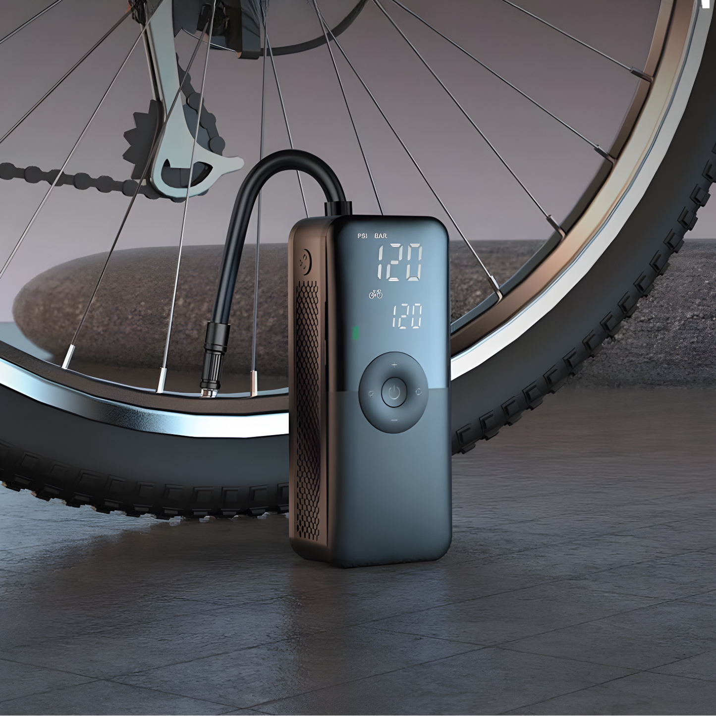 Carvallo Luftpump VeloCharge One | 150 PSI | Powerbank & LED-Lampa | 4000 mAh Batteri | USB-C | 16×4,4×6,7 cm