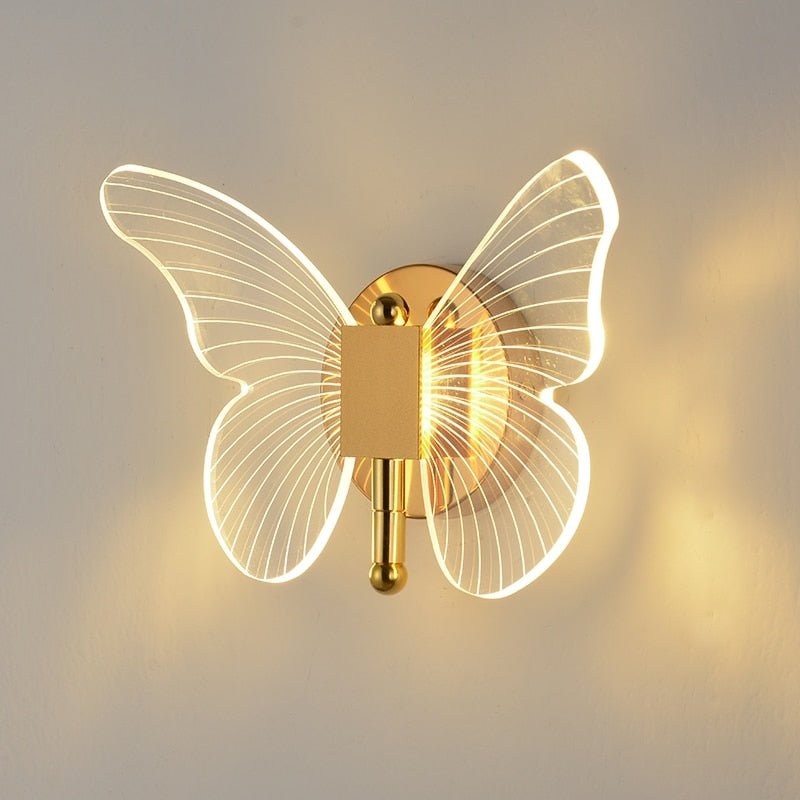 Butterfly Inspired LED Vägglampa – Farfalla Stil i Akryl och Metall
