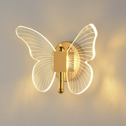 Butterfly Inspired LED Vägglampa – Farfalla Stil i Akryl och Metall