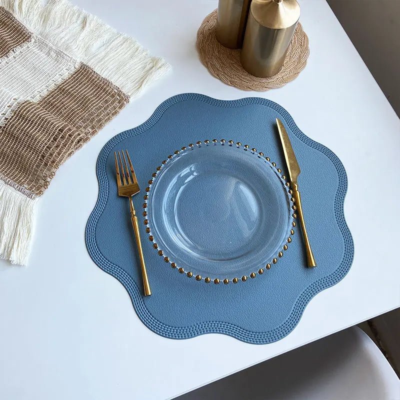 Faux läder blomformade bordstabletter för stilfull matlagning