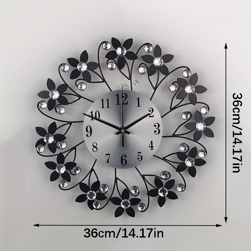 Stille Metallen Väggklocka - Rund Dekorativ Klocka för Vardagsrum