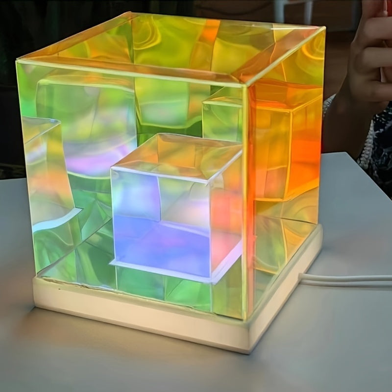 LumiSky - Drömmande Stjärnhimmel Bordslampa med Justerbart Ljus och Geometrisk Design