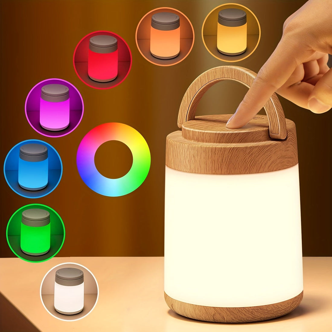 LumiTouch - Dimbart Uppladdningsbar Nattlampa med Touch &amp; Fjärrkontroll, RGB Stämningsbelysning