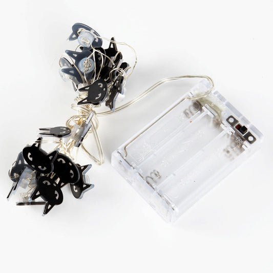 Halloween Svart Katt LED Ljus Girlanger för Spooky Dekor