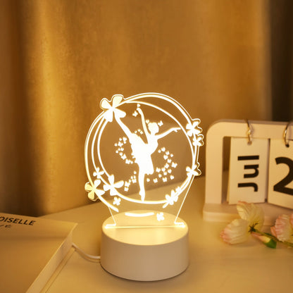 RymdLampa - 3D Baletdansare LED Nattlampa USB Driven
