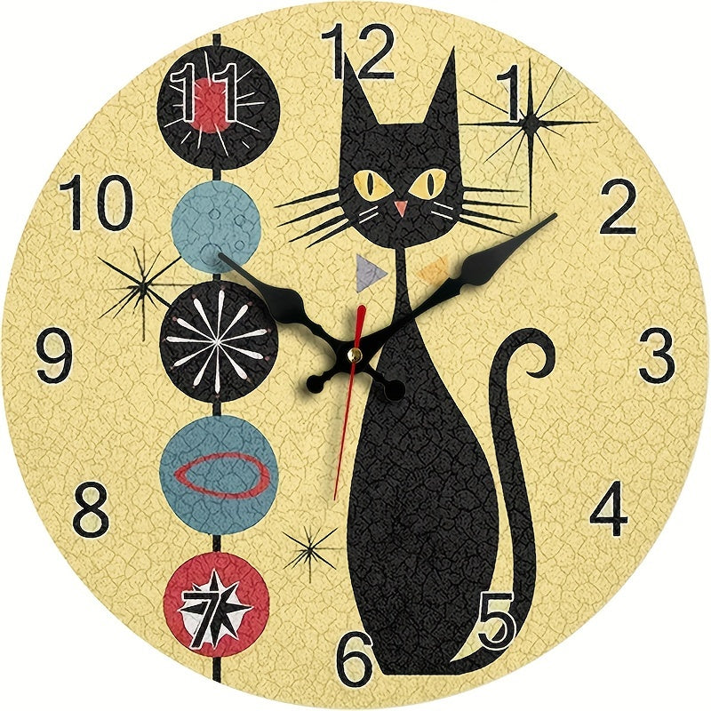 CoolCat - Tyst Träväggklocka med Modern Design