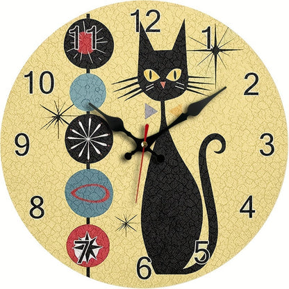 CoolCat - Tyst Träväggklocka med Modern Design