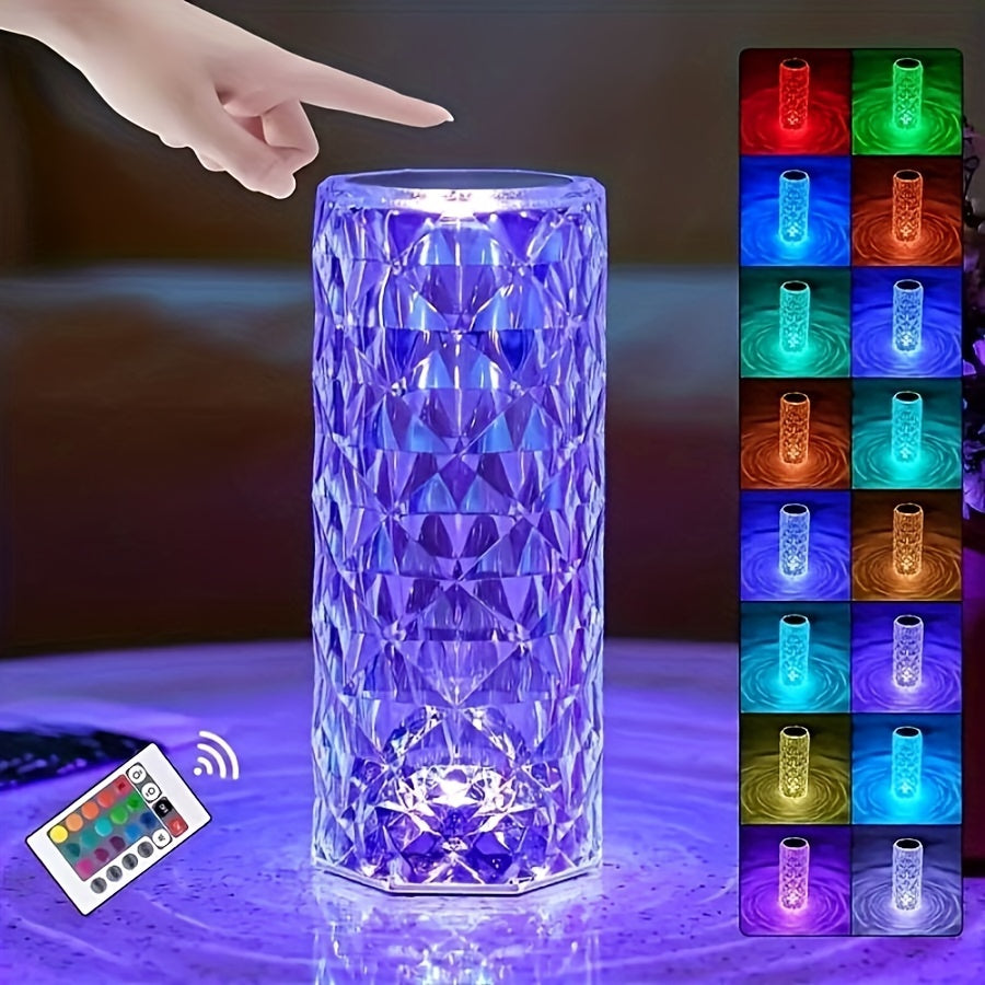 CrystalBloom - Justerbar RGB Bordslampa med USB-uppladdningsbart litiumbatteri och blommönster