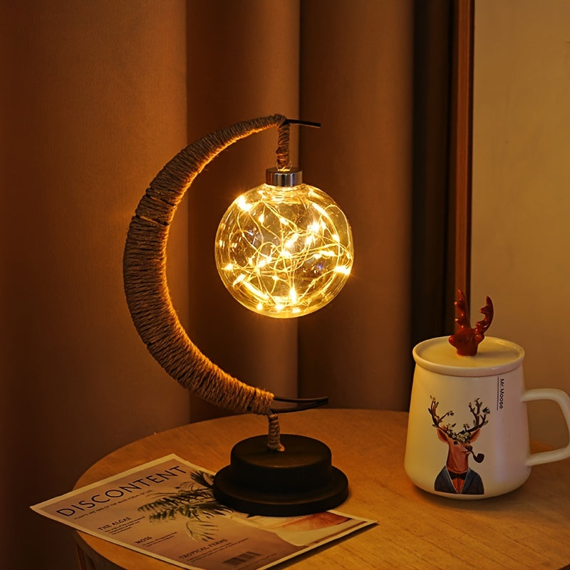 LunarGlow - Smidesjärn Månlampa Med LED-boll