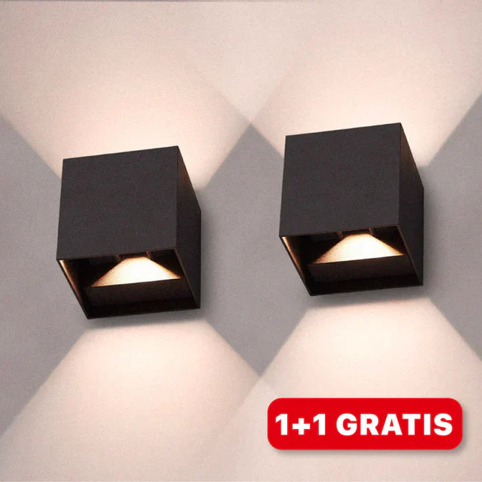Modern LED vägglampa i kubdesign