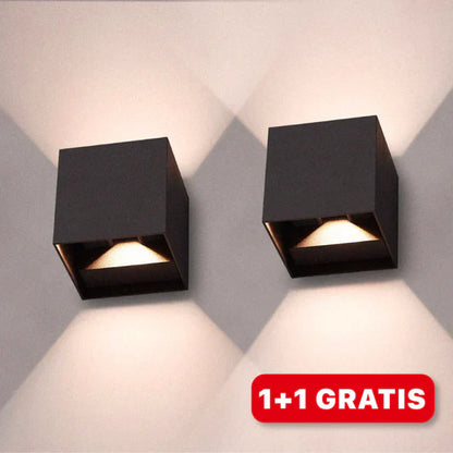 Modern LED vägglampa i kubdesign