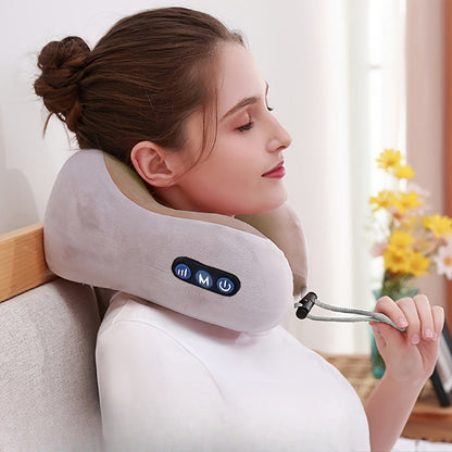 U-formad Kudde - Multifunktionell Hem Cervikal Massager, Bärbar Kudde för Nackstöd