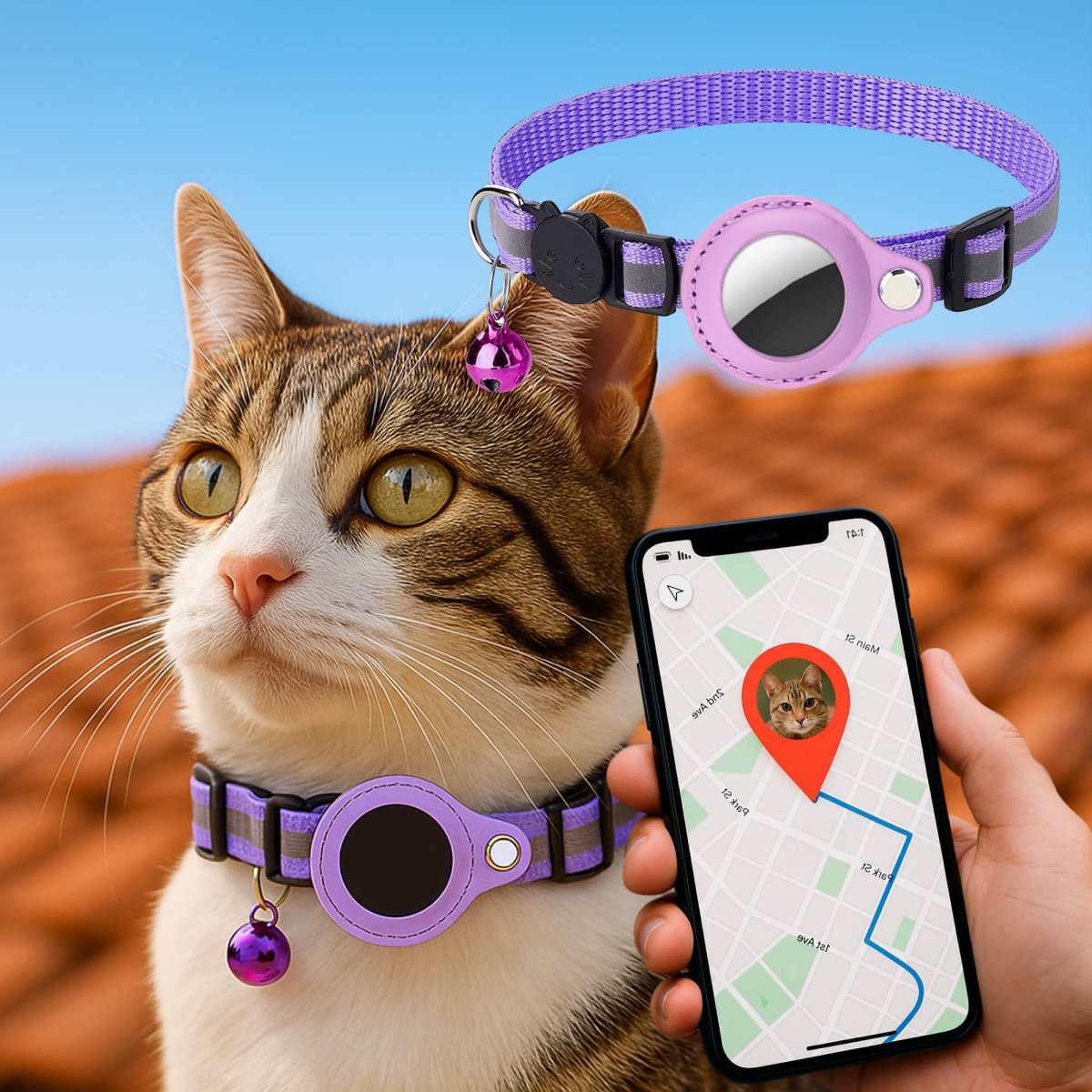 FELITRACK – Katt-GPS-tracker-halsband med reflekterande design