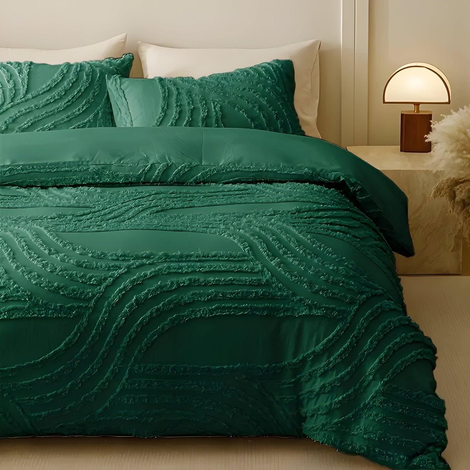 PureHaven Duvet-set - 3 delar Lyxig Randig Klippt Sängöverdrag