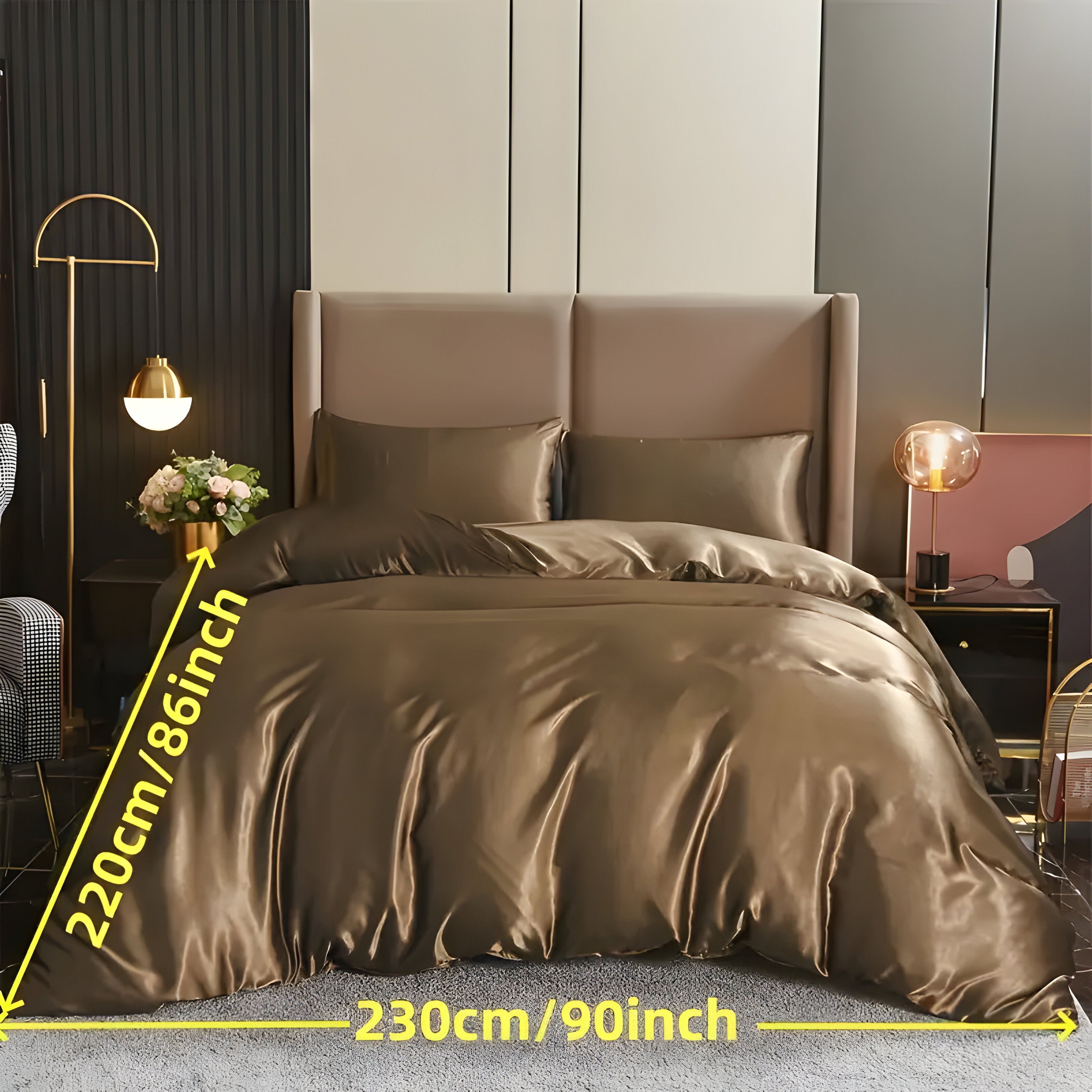 SatinNest Duntäcke Set - 3 delar. Satin Sängskydd Set