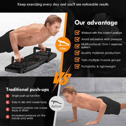 FitFlex Komplett Fitness Set - Hemma Träningskit med Push-Up Bräda, Pilatesstång, Motståndsband &amp; AB Rulle